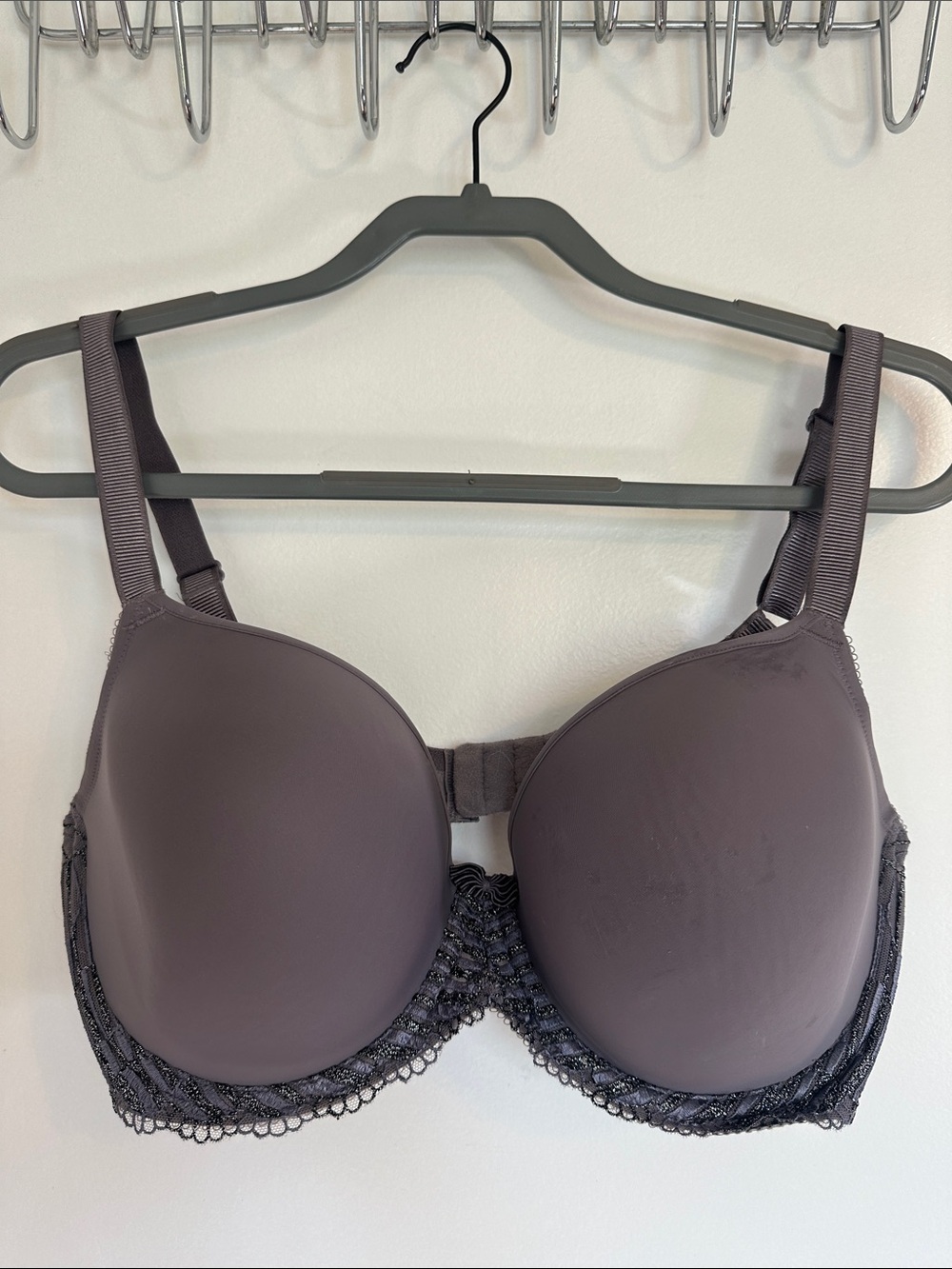 Wacoal Mauve Gray/Purple Lace-Trim T-Shirt Bra